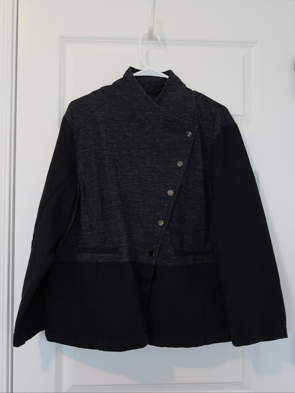 Weekend Suzanne Betro Black Denim Blend Jacket Size 2X